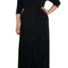 Plus Size Black Ruffle Wrap Maxi Dress - Fluid Jersey Comfort