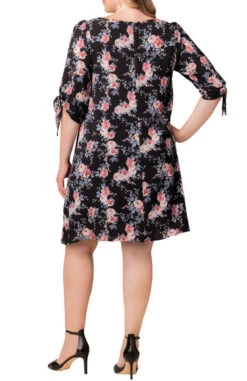 Plus Size Manhattan A-Line Shift Dress with 3/4 Tie Sleeves 18 Plus Size Manhattan A-Line Shift Dress with 3/4 Tie Sleeves -Dressbarn Store 11191302 BKF Back