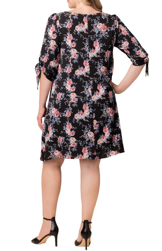 Plus Size Manhattan A-Line Shift Dress with 3/4 Tie Sleeves 7 Plus Size Manhattan A-Line Shift Dress with 3/4 Tie Sleeves - Image 7