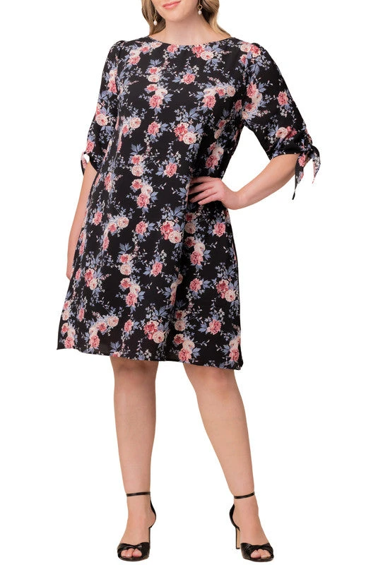 Plus Size Manhattan A-Line Shift Dress with 3/4 Tie Sleeves 6 Plus Size Manhattan A-Line Shift Dress with 3/4 Tie Sleeves - Image 6