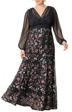 Moonlit Garden Isabella Embroidered Mesh Plus Size Formal Gown