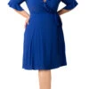 Plus Size Cobalt Blue Midi Wrap Dress - Flattering A-Line Silhouette