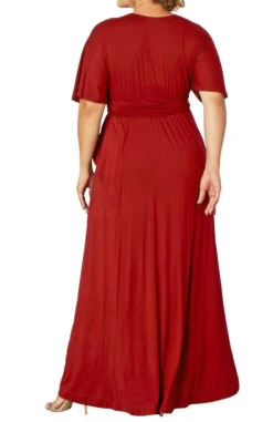 Plus Size Kimono Sleeve Maxi Dress - Elegant Draped Wedding Guest Gown 36 Plus Size Kimono Sleeve Maxi Dress - Elegant Draped Wedding Guest Gown -Dressbarn Store 12151802 RED Back