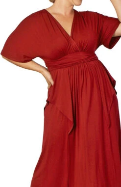 Plus Size Kimono Sleeve Maxi Dress - Elegant Draped Wedding Guest Gown 37 Plus Size Kimono Sleeve Maxi Dress - Elegant Draped Wedding Guest Gown -Dressbarn Store 12151802 RED Close