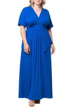 Plus Size Kimono Sleeve Maxi Dress - Elegant Draped Wedding Guest Gown 21 Plus Size Kimono Sleeve Maxi Dress - Elegant Draped Wedding Guest Gown -Dressbarn Store 12151802 COB Front