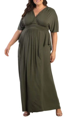 Plus Size Kimono Sleeve Maxi Dress - Elegant Draped Wedding Guest Gown 24 Plus Size Kimono Sleeve Maxi Dress - Elegant Draped Wedding Guest Gown -Dressbarn Store 12151802 OLV Front