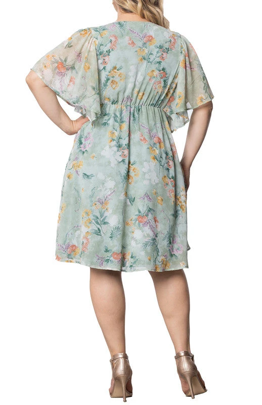 Sage Floral Print Florence Flutter Sleeve Dress - Plus 3 Sage Floral Print Florence Flutter Sleeve Dress - Plus - Image 3