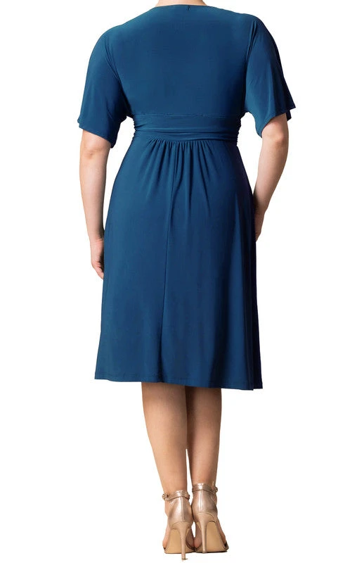 Plus Size Teal Midi Dress with Pockets - Flattering A-Line Jersey 2 Plus Size Teal Midi Dress with Pockets - Flattering A-Line Jersey - Image 2