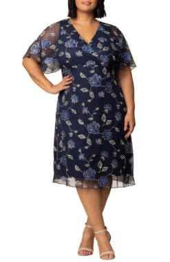 Sonnet Plus Size Embroidered Cocktail Dress - Floral Midi Gown
