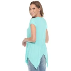 Mint Beaded Angled Hem Knit Top - Flattering Asymmetrical Tunic -Dressbarn Store 1288B 12 3