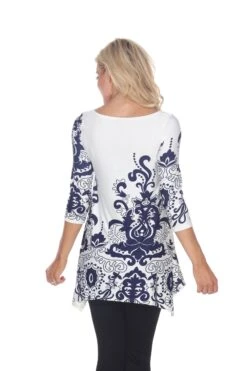White Mark Yanette Tunic Top - Stylish 3/4 Sleeve Shark Bite Hem 27 White Mark Yanette Tunic Top - Stylish 3/4 Sleeve Shark Bite Hem -Dressbarn Store 1301 04 3