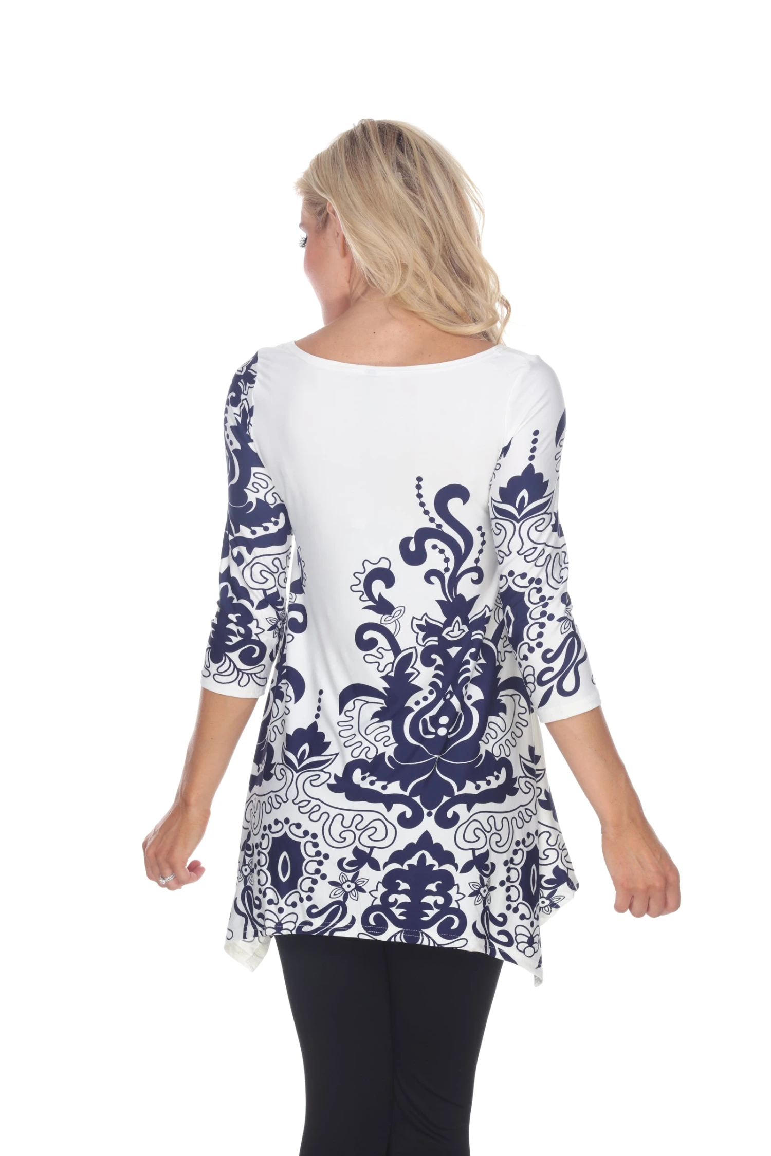 White Mark Yanette Tunic Top - Stylish 3/4 Sleeve Shark Bite Hem 8 White Mark Yanette Tunic Top - Stylish 3/4 Sleeve Shark Bite Hem - Image 8