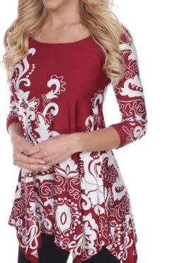 White Mark Yanette Tunic Top - Stylish 3/4 Sleeve Shark Bite Hem 39 White Mark Yanette Tunic Top - Stylish 3/4 Sleeve Shark Bite Hem -Dressbarn Store 1301 06 20 1