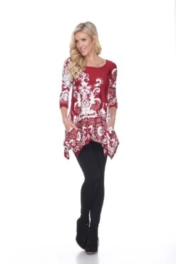 White Mark Yanette Tunic Top - Stylish 3/4 Sleeve Shark Bite Hem 37 White Mark Yanette Tunic Top - Stylish 3/4 Sleeve Shark Bite Hem -Dressbarn Store 1301 06 20 2