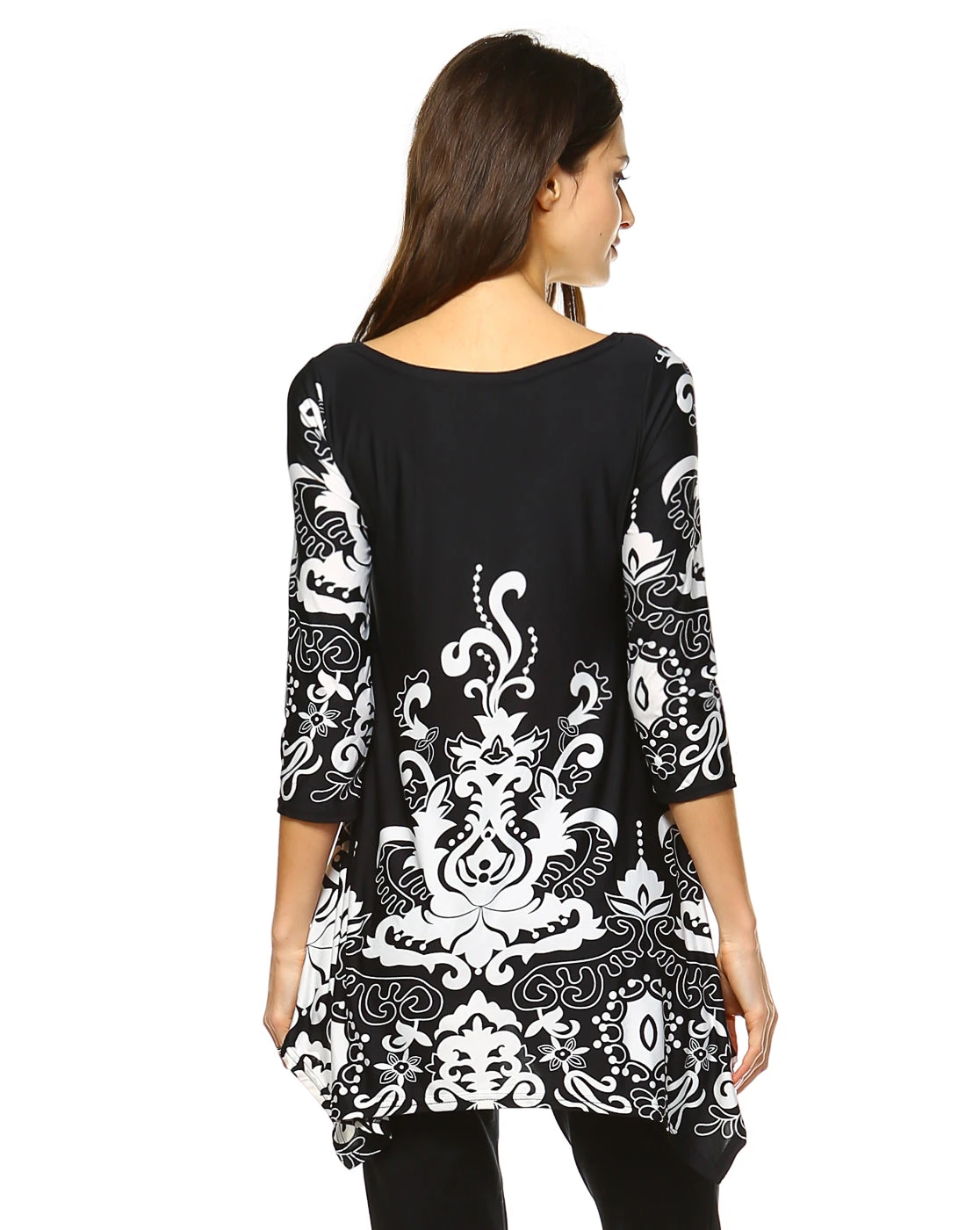 White Mark Yanette Tunic Top - Stylish 3/4 Sleeve Shark Bite Hem 13 White Mark Yanette Tunic Top - Stylish 3/4 Sleeve Shark Bite Hem - Image 13