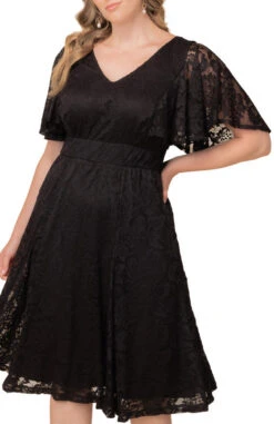 Camille Plus Size Lace Cocktail Dress with Flattering Draped Sleeves -Dressbarn Store 13220908 ONX Close