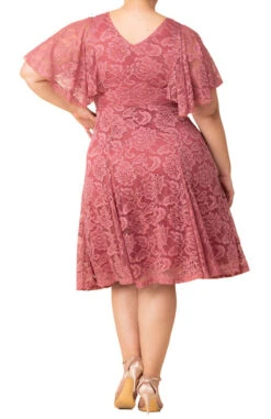 Camille Plus Size Lace Cocktail Dress with Flattering Draped Sleeves -Dressbarn Store 13220908 ROS Back