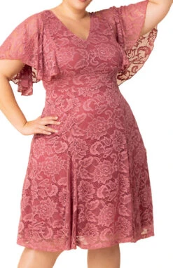 Camille Plus Size Lace Cocktail Dress with Flattering Draped Sleeves -Dressbarn Store 13220908 ROS Close
