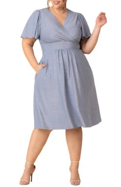 Elegant Plus Size Crystal Cove Midi Cocktail Dress with Pockets -Dressbarn Store 13242504 CSP Front
