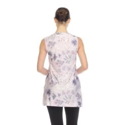 White Mark Lavender Floral Sleeveless Tunic Top with Side Pockets 7 White Mark Lavender Floral Sleeveless Tunic Top with Side Pockets -Dressbarn Store 1327 509 3