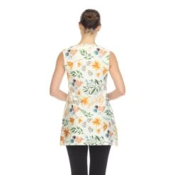 White Mark White Floral Sleeveless Tunic Top with Pin-Tuck Detail -Dressbarn Store 1327 515 3