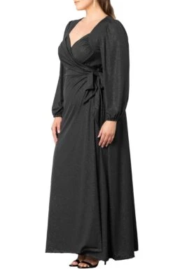 Modern Muse Plus Size Long Sleeve Wrap Gown - Elegant Evening Maxi -Dressbarn Store 18222201 MID Alt