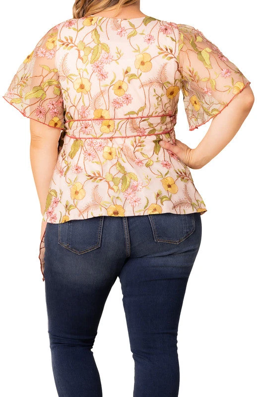Dawn Garden Rosalie Embroidered Wrap Top - Plus 2 Dawn Garden Rosalie Embroidered Wrap Top - Plus - Image 2