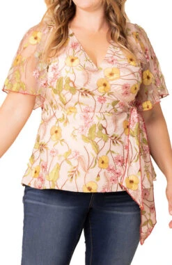Dawn Garden Rosalie Embroidered Wrap Top - Plus 5 Dawn Garden Rosalie Embroidered Wrap Top - Plus -Dressbarn Store 22252104 DGD Close