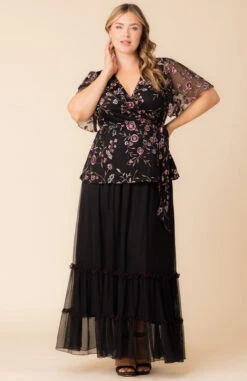 Moonlit Garden Rosalie Embroidered Wrap Top - Plus Size -Dressbarn Store 22252104 MLG Alt