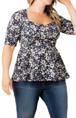 Plus Size Peplum Top - Sophisticated Sweetheart Neckline Blouse -Dressbarn Store 23132401 ABF Close