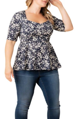 Plus Size Peplum Top - Sophisticated Sweetheart Neckline Blouse -Dressbarn Store 23132401 ABF Front