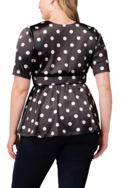 Plus Size Peplum Top - Sophisticated Sweetheart Neckline Blouse -Dressbarn Store 23132401 DOT Back