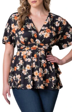 Elegant Plus Size Surplice Peplum Top - Flattering Empire Waist