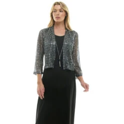 Elegant Evening 2-Piece Jacket Tank Dress with Detachable Necklace