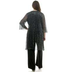 Plus Size Evening Pant Set - Elegant 2-Piece Shimmer Formal Outfit -Dressbarn Store 2fer pant set w detachable necklace plus 990356