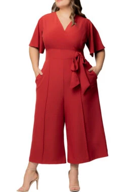 Paprika Evelyn Wide Leg Cropped Jumpsuit - Plus Size