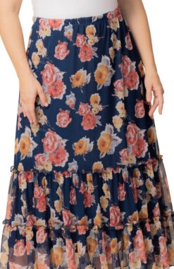 Plus Size Tiered Mesh Maxi Skirt with Flowing Ruffle Trim 11 Plus Size Tiered Mesh Maxi Skirt with Flowing Ruffle Trim -Dressbarn Store 42253601 BFL Close
