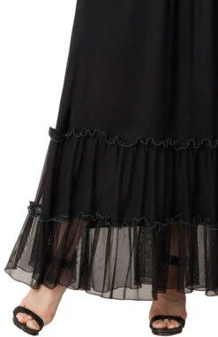 Plus Size Tiered Mesh Maxi Skirt with Flowing Ruffle Trim 14 Plus Size Tiered Mesh Maxi Skirt with Flowing Ruffle Trim -Dressbarn Store 42253601 BLK Close