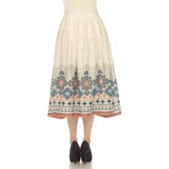 Beige Pleated Midi Skirt with Border Print and Pockets 7 Beige Pleated Midi Skirt with Border Print and Pockets -Dressbarn Store 707 53 3