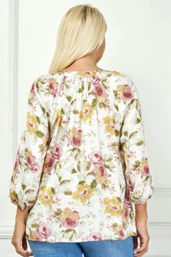 Plus Size Cream Mandarin Collar Popover Blouse with 3/4 Elastic Sleeves -Dressbarn Store G241711B76X CRMAS B