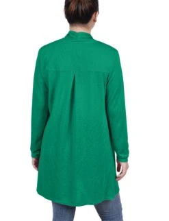 Women's Rouched Back Long Sleeve Cardigan - Elegant Layering Sweater -Dressbarn Store MHAR0258PARAKEETBACK