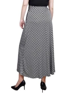 Iconic Black and White Knit Maxi Skirt with Adjustable Sash Tie -Dressbarn Store MITK0110BLACKWHITENEWICONICBACK