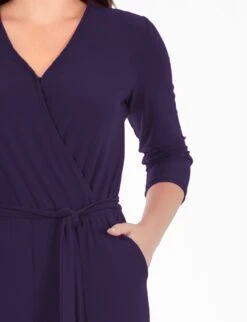 Navy 3/4 Sleeve Belted Wide Leg Jumpsuit for Professional & Evening Wear 6 Navy 3/4 Sleeve Belted Wide Leg Jumpsuit for Professional & Evening Wear -Dressbarn Store MQIU0013NAVYDETAIL