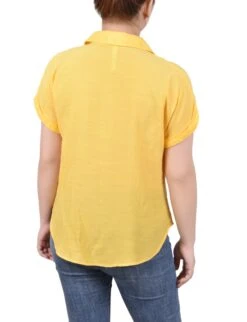 Short Extended Sleeve Blouse with Eyelet Detailing - Samoan Sun 7 Short Extended Sleeve Blouse with Eyelet Detailing - Samoan Sun -Dressbarn Store MRJU4719SAMOANSUNBACK