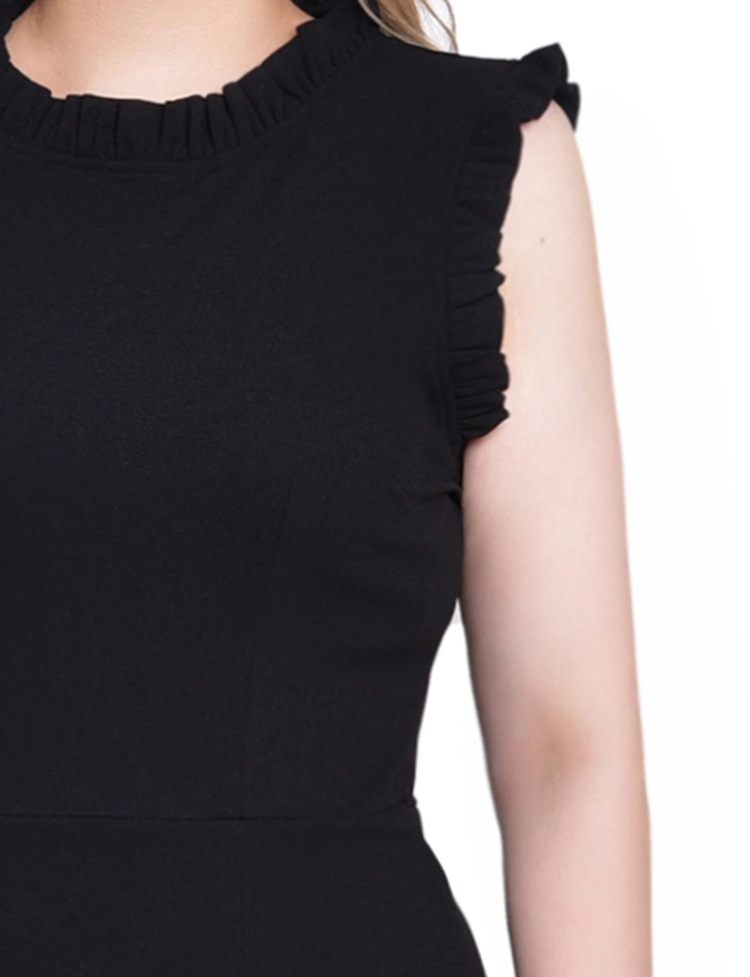 Elegant Black Sheath Dress with Ruffle Detail 2 Elegant Black Sheath Dress with Ruffle Detail - Image 2