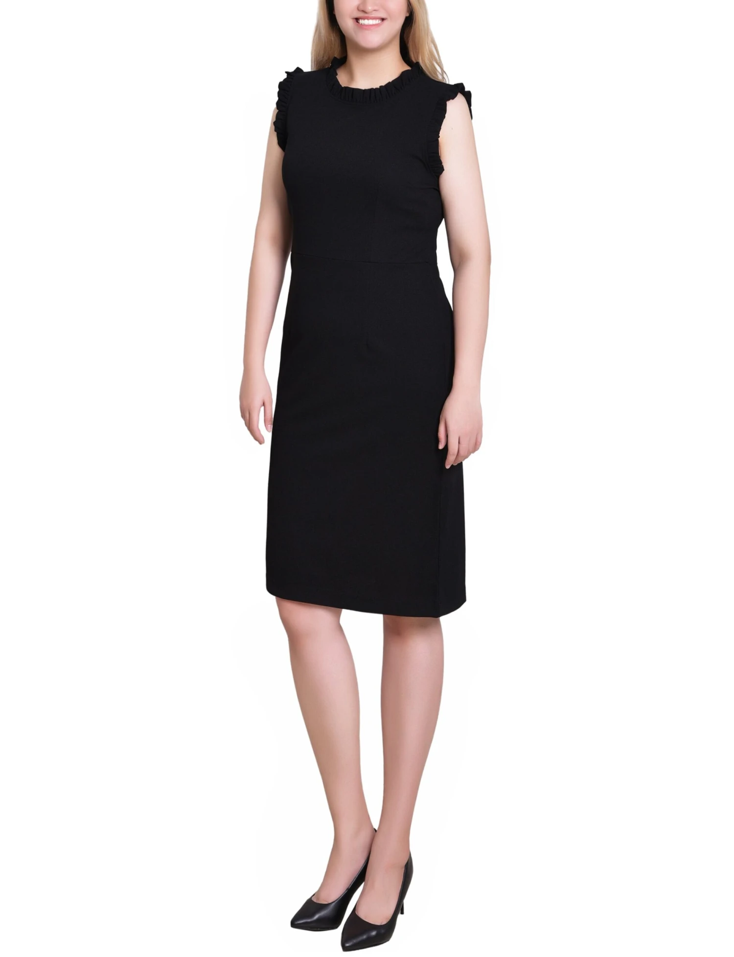 Elegant Black Sheath Dress with Ruffle Detail 3 Elegant Black Sheath Dress with Ruffle Detail - Image 3