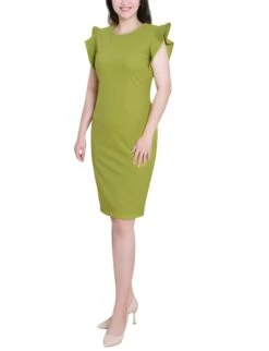 Kay Green Ruffle Sleeve Scuba Sheath Dress -Dressbarn Store MSCD3892KAYGREENSIDE