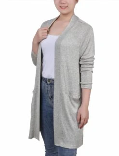Sage Green Open Front Relaxed Fit Cardigan with Pockets -Dressbarn Store MSWR4546SAGESIDE
