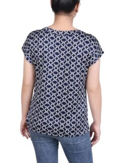 NY Collection Petite Grommet Neck Knit Top with Extended Sleeves 34 NY Collection Petite Grommet Neck Knit Top with Extended Sleeves -Dressbarn Store PITU6033PNAVYTAUPELINKBACK