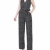 Petite Black Polka Dot Jumpsuit - Sleeveless Belted One-Piece